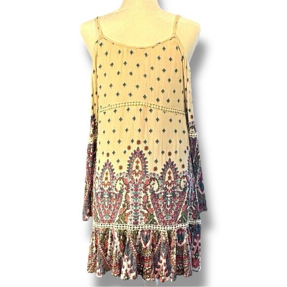 Altar'd State Cream Ruffled Tiered Sundress Sz M - Picture 2 of 10